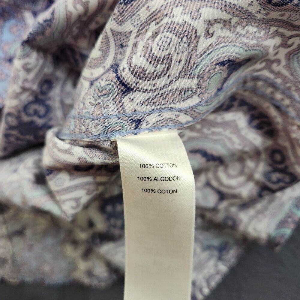 Chico’s Wome 2 US L Purple Paisley Button Up No Iron Blouse Shirt - Picture 6 of 11